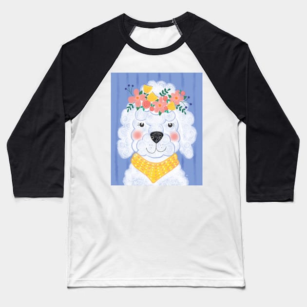 Spring Boho Poodle Baseball T-Shirt by RuthMCreative